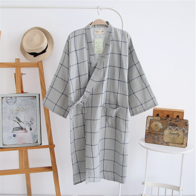New import silk robe Double layer gauze kimono