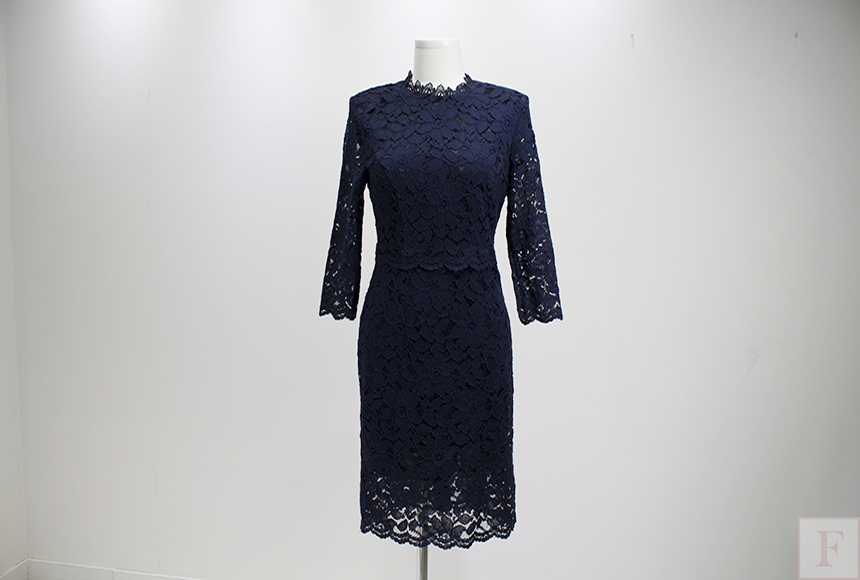 New Women Dress Flower See-through Lace Punching B