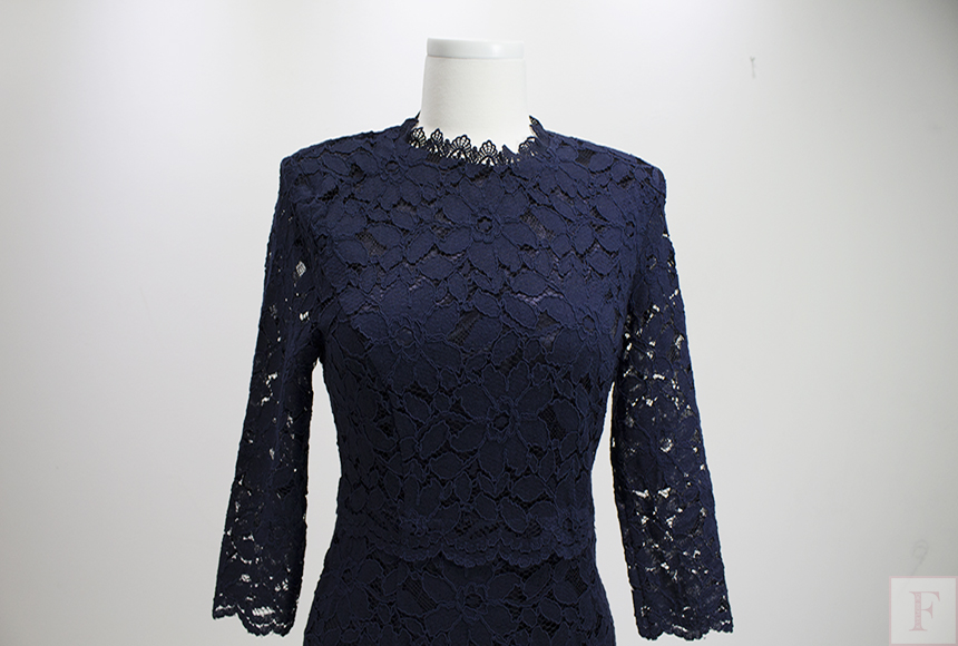 New Women Dress Flower See-through Lace Punching B