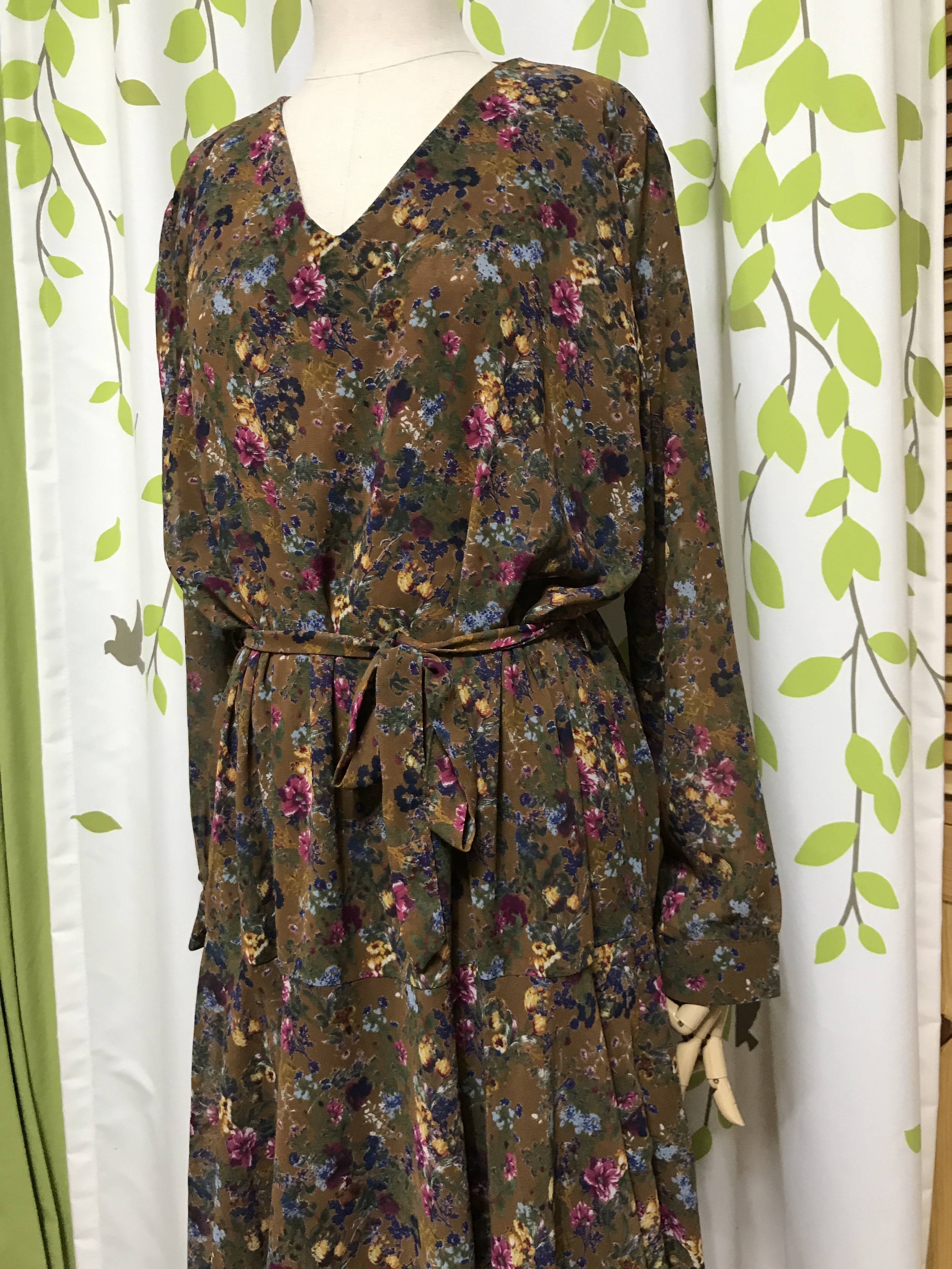 Autumn roupset Chiffon Long Dress Jean Beige Navy 