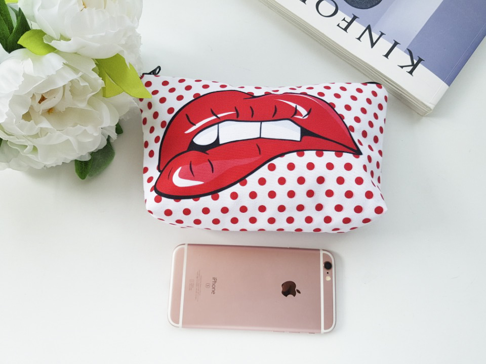 New Cosmetic Pouch 18 lips printing bag case 20 wo