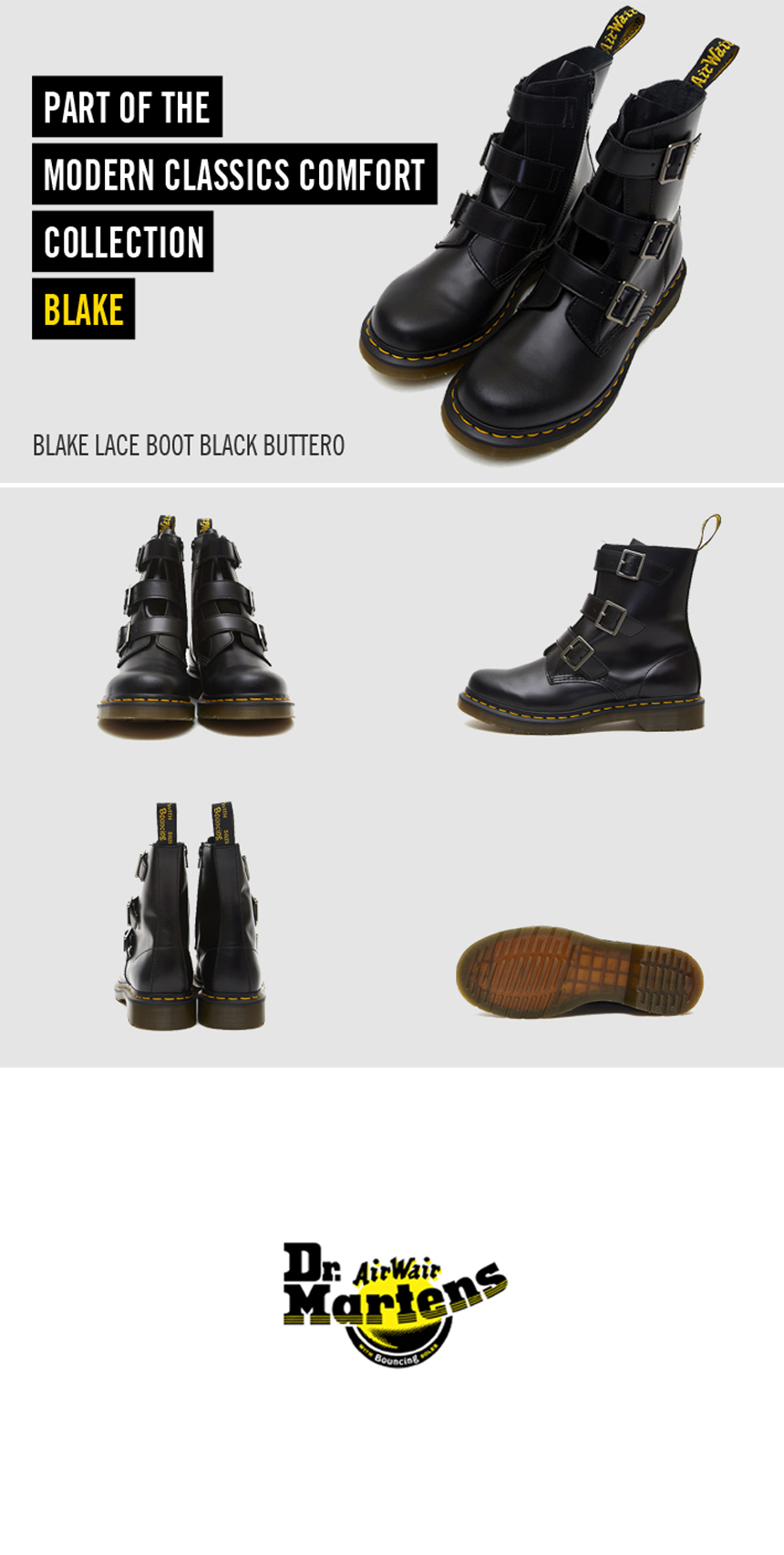 NEW MEN WALLKER BOOTS Dr. Martin Blake Black 13665