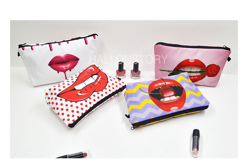 New Cosmetic Pouch 18 lips printing bag case 20 wo
