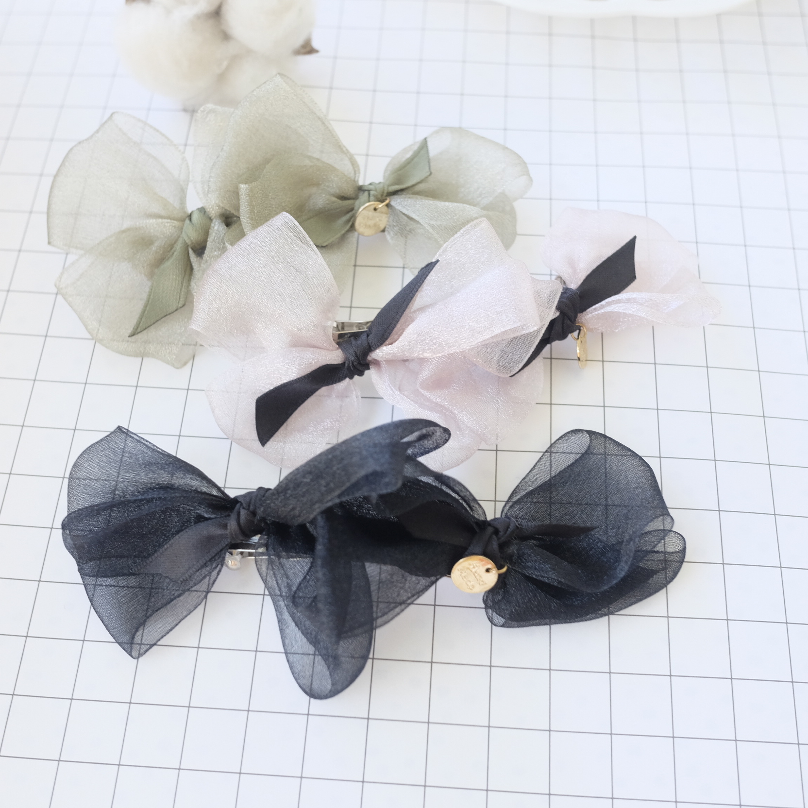 NEW HAIR CLIP HOOP 3-color feminine ribbon pin to 