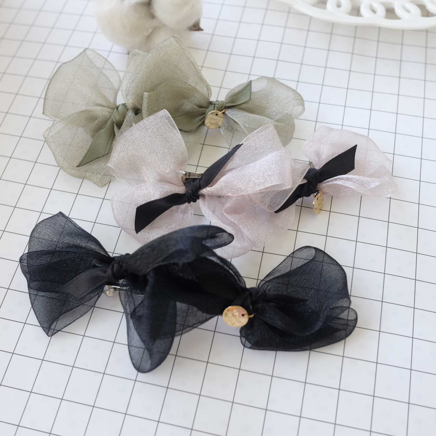 NEW HAIR CLIP HOOP 3-color feminine ribbon pin to 