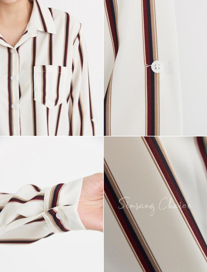 T-shirt color roll-up shirt casual blouse Daily Lo