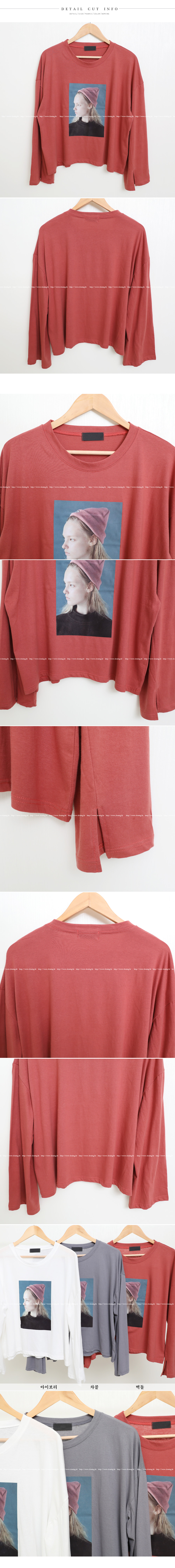 Dimming face tee, 3 color sleeve trim crop tee Aut