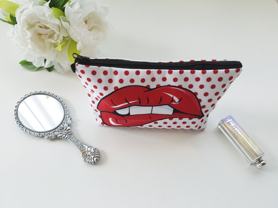 New Cosmetic Pouch 18 lips printing bag case 20 wo