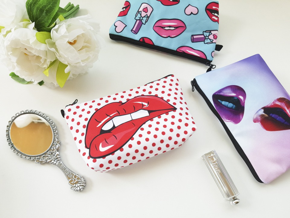 New Cosmetic Pouch 18 lips printing bag case 20 wo