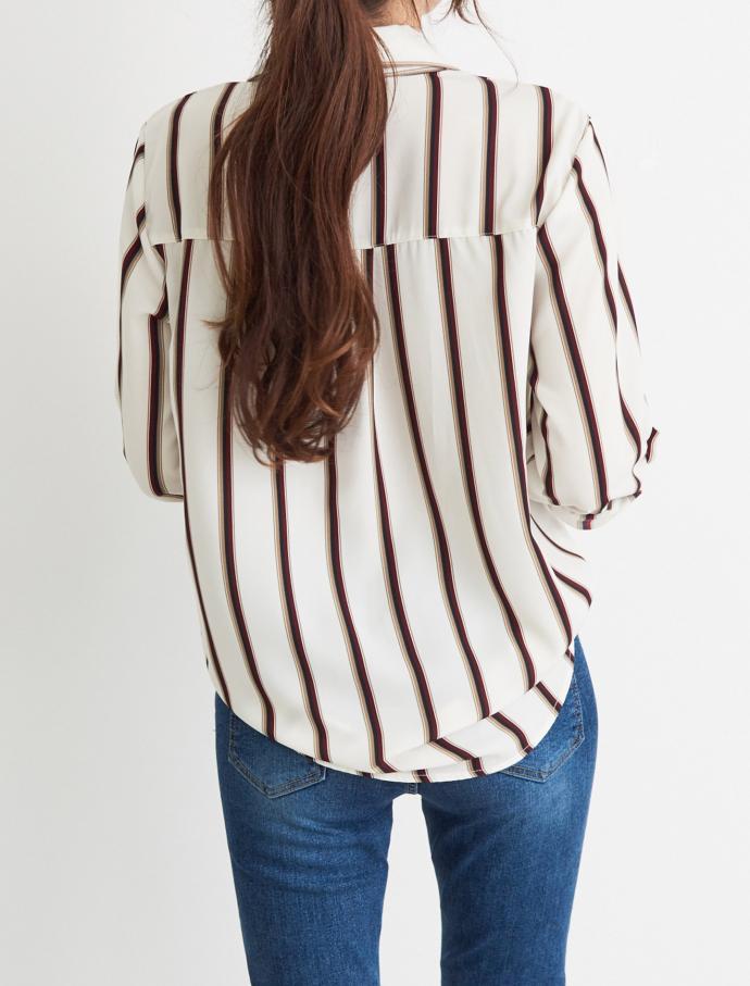 T-shirt color roll-up shirt casual blouse Daily Lo