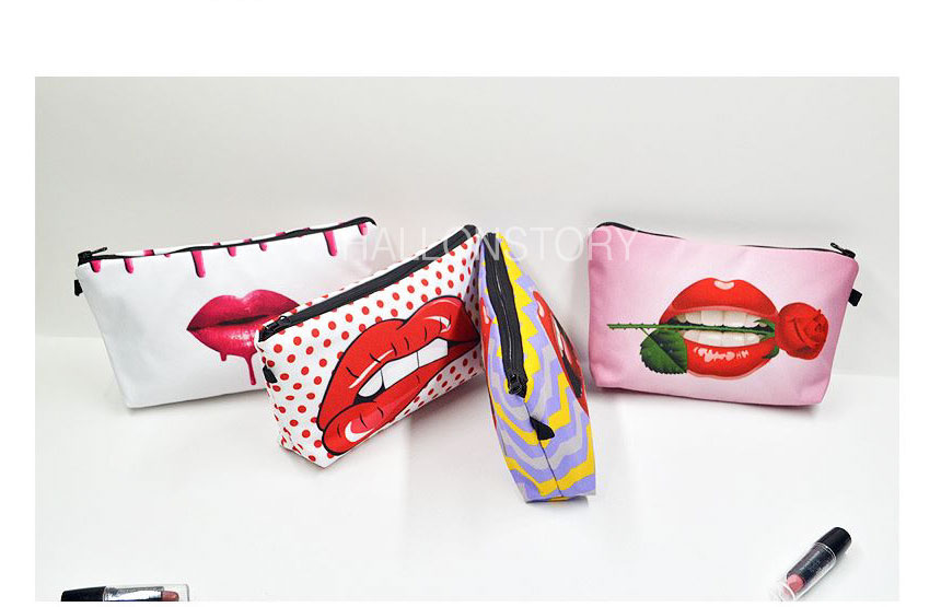 New Cosmetic Pouch 18 lips printing bag case 20 wo