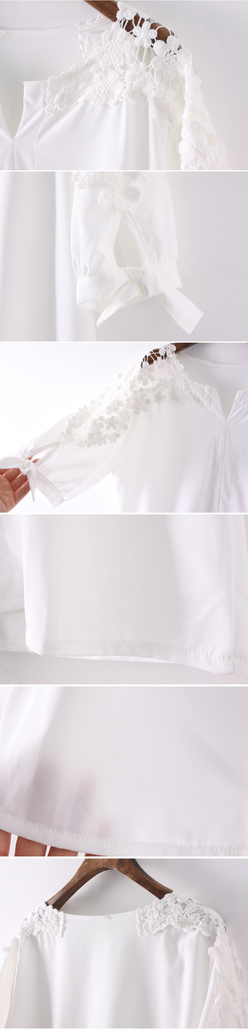 NEW FASHION LADY GIRL Blouse Chiffon Lace White Bl