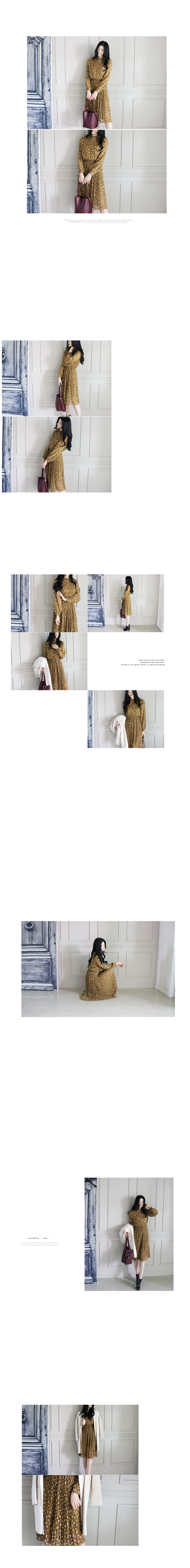 Autumn Frill Flower Flower Pattern Pleated Chiffon