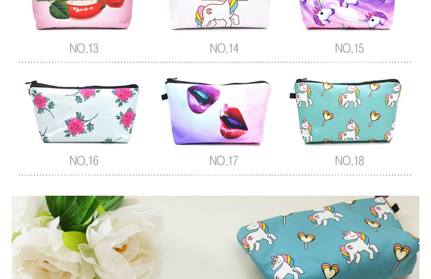 New Cosmetic Pouch 18 lips printing bag case 20 wo
