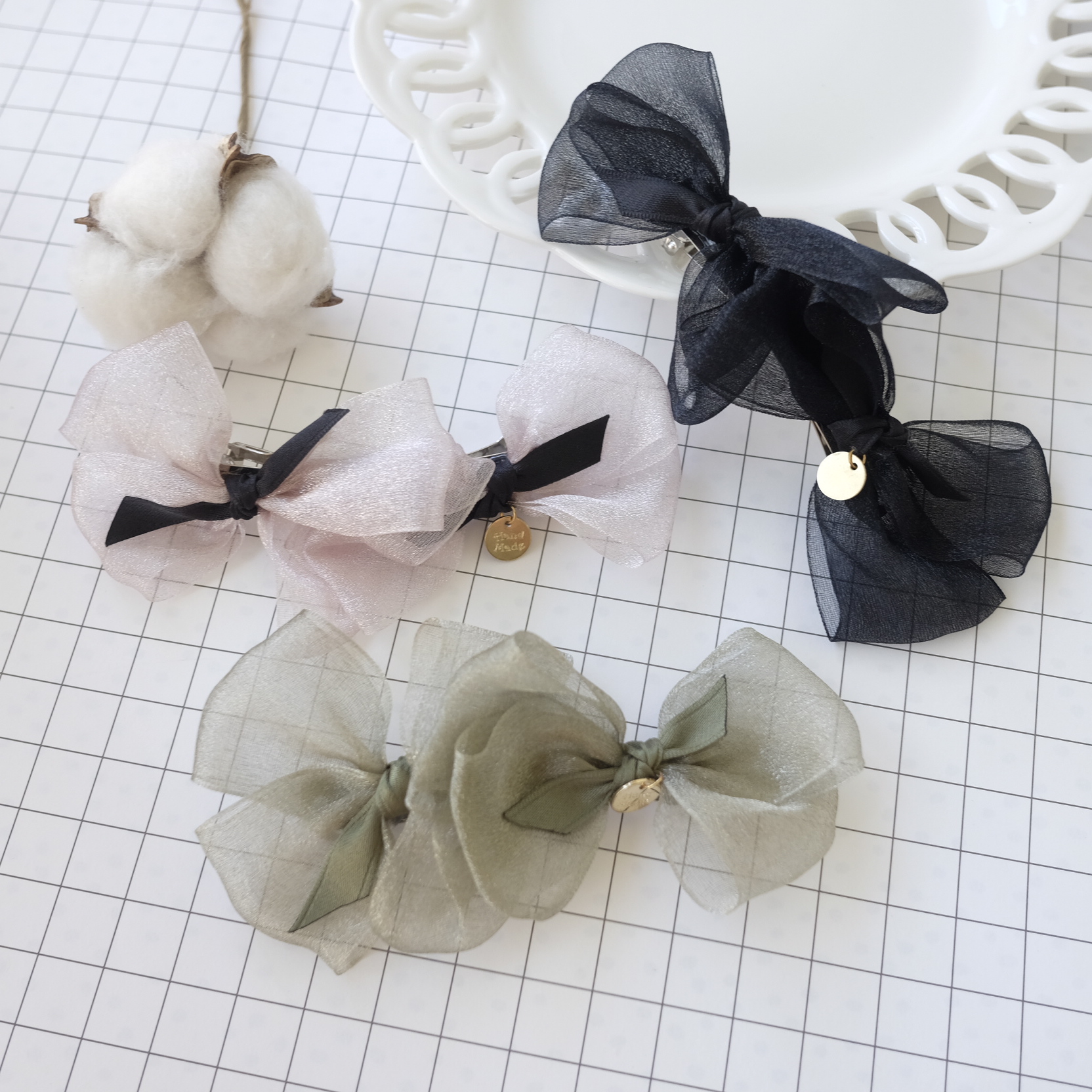 NEW HAIR CLIP HOOP 3-color feminine ribbon pin to 