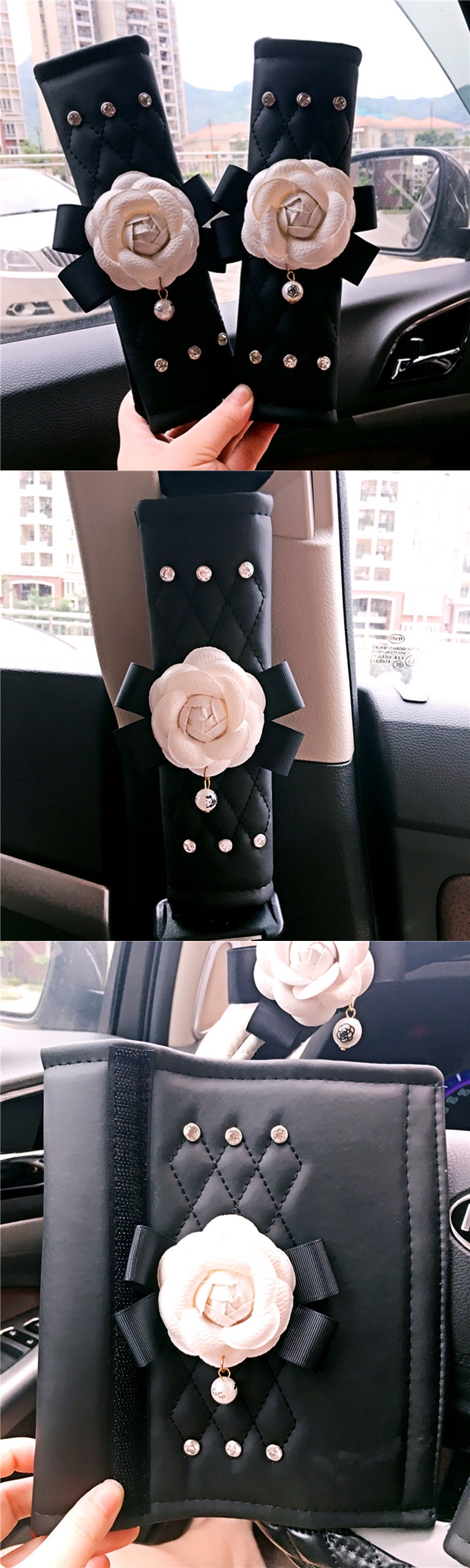 Flower decoration car seat belt cover Women's b