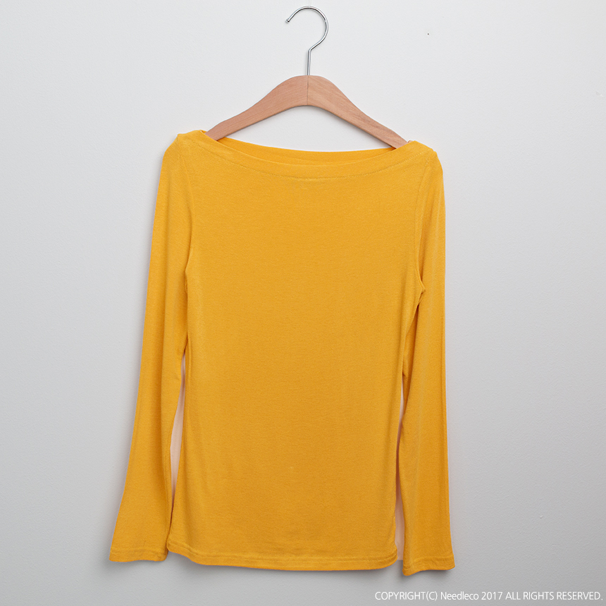 Basic Lips Neck Long Sleeves Polo 5 Color Boat Nec