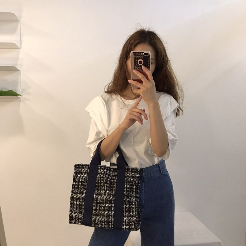 New Women's Bags Tweed Webbing Tote Bag Shoulde