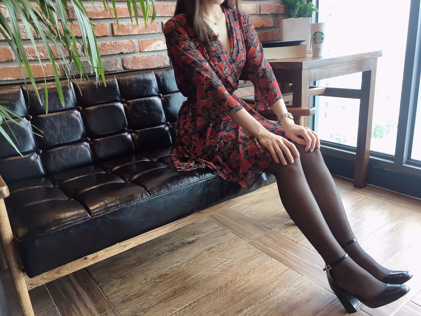 Flower Chiffon Wrap One Piece V-neck Fall Mini 3co