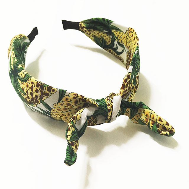 New Tropical Pineapple Ribbon Wire Bandana Pink Wh