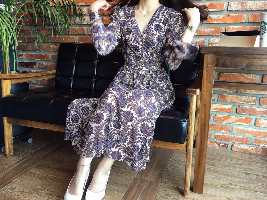 Goddess flower chiffon long dress autumn visitor w