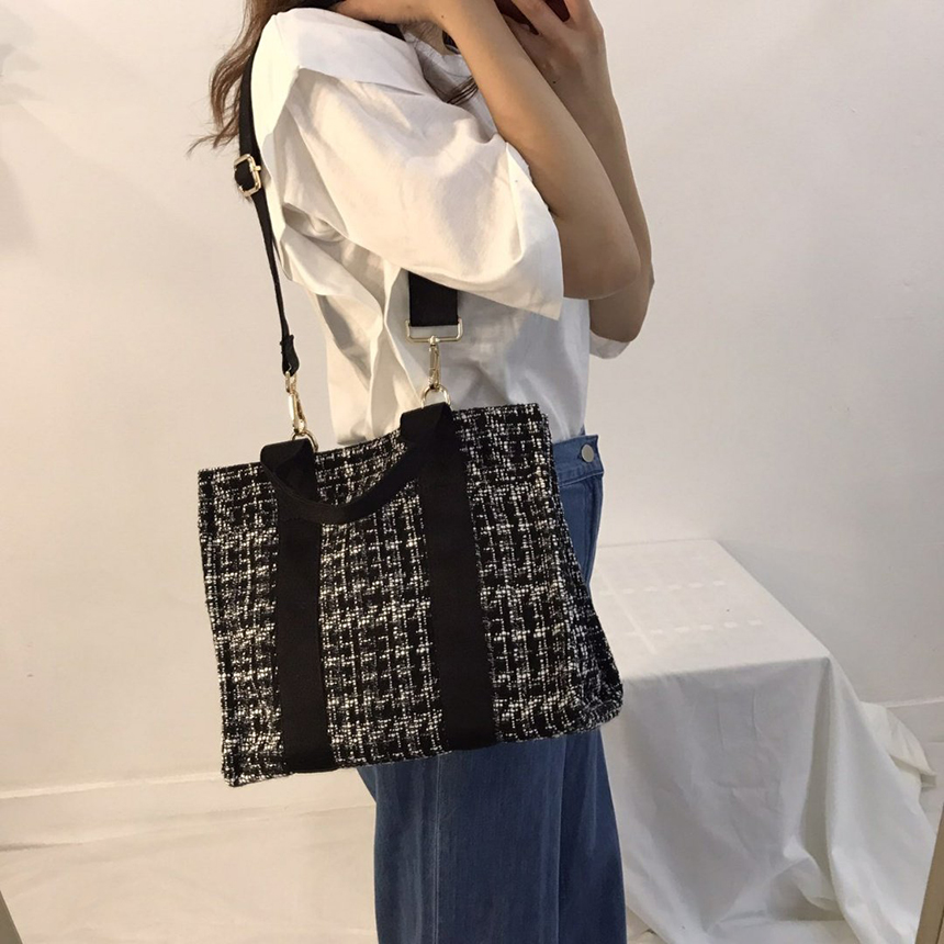 New Women's Bags Tweed Webbing Tote Bag Shoulde