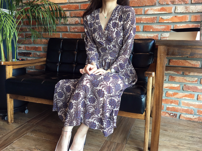 Goddess flower chiffon long dress autumn visitor w