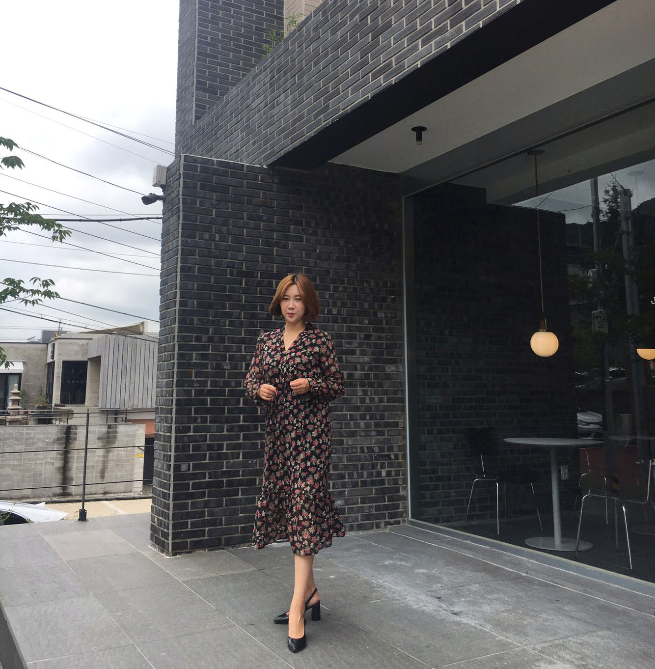 Autumn Flower Long Chiffon Dress Luxury Look Styli