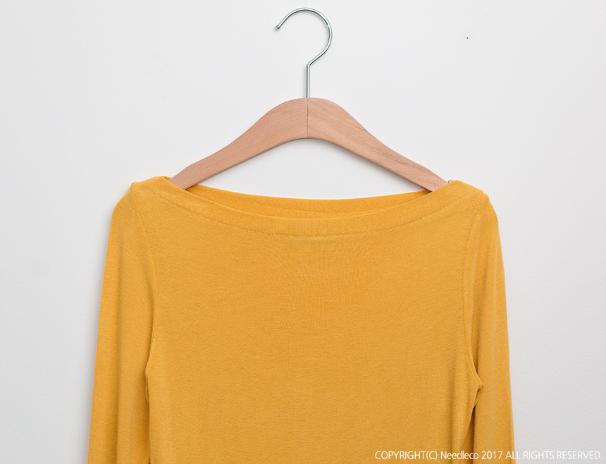 Basic Lips Neck Long Sleeves Polo 5 Color Boat Nec