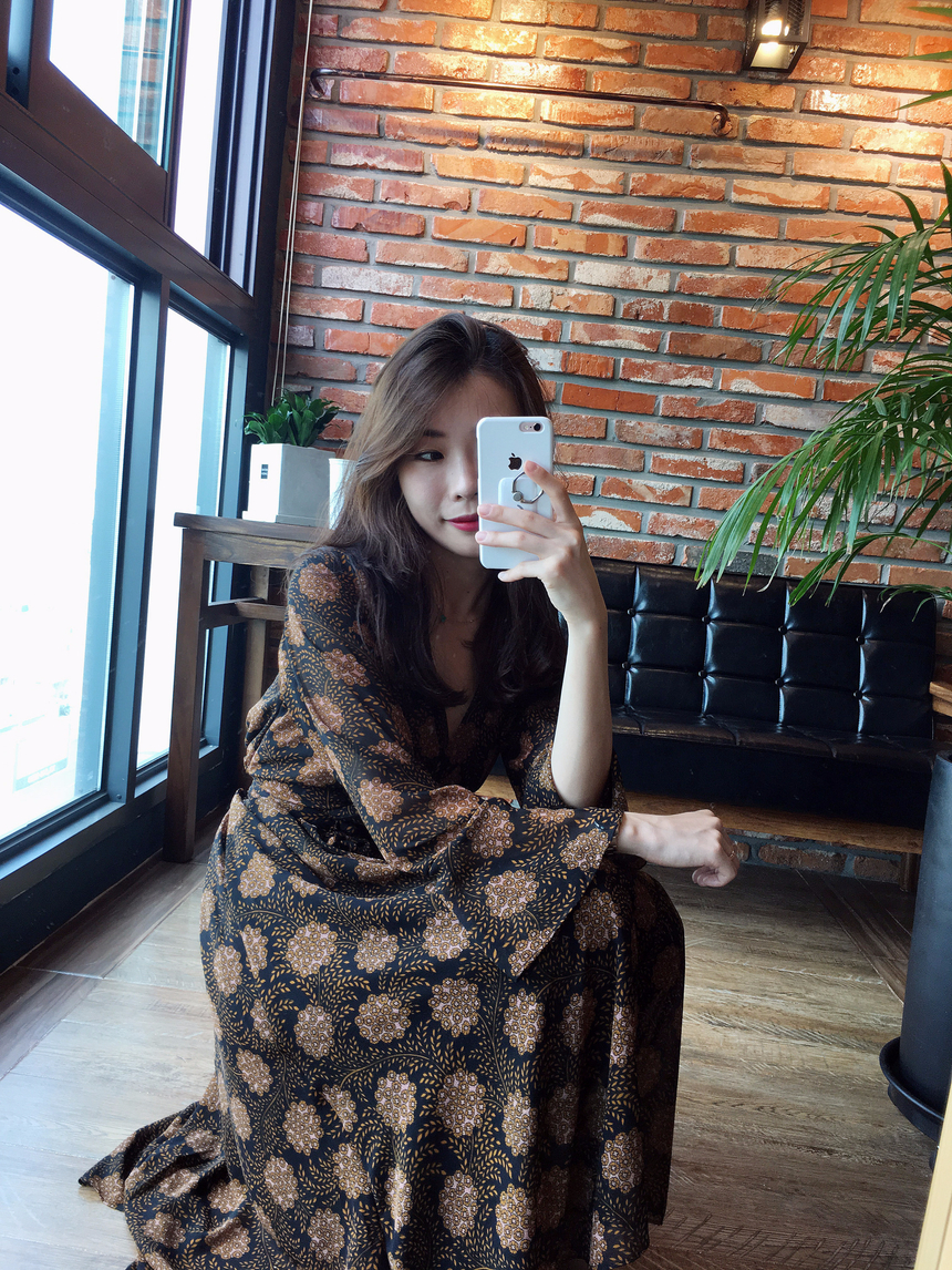 Goddess flower chiffon long dress autumn visitor w