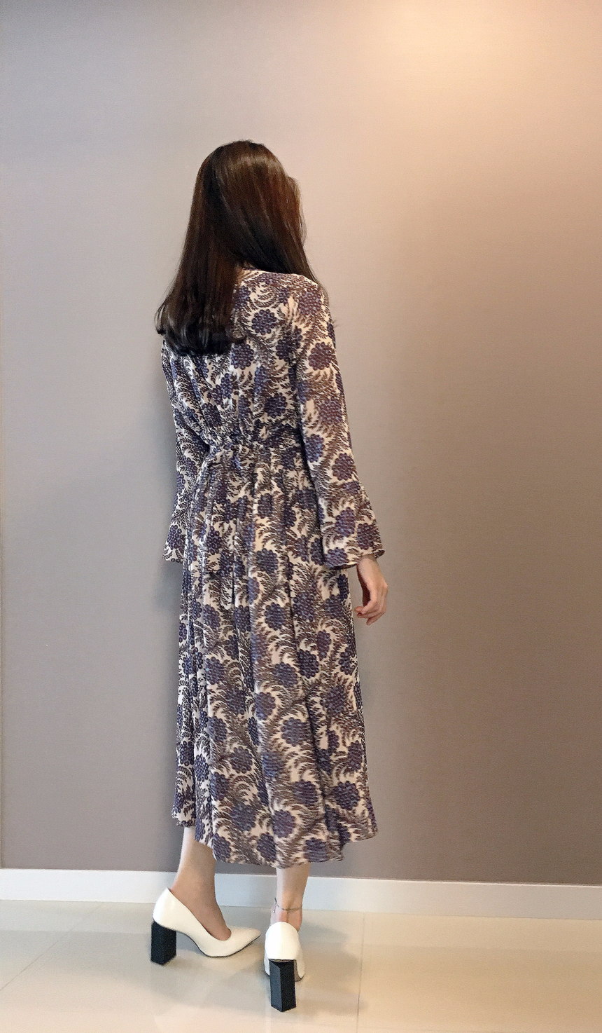 Goddess flower chiffon long dress autumn visitor w