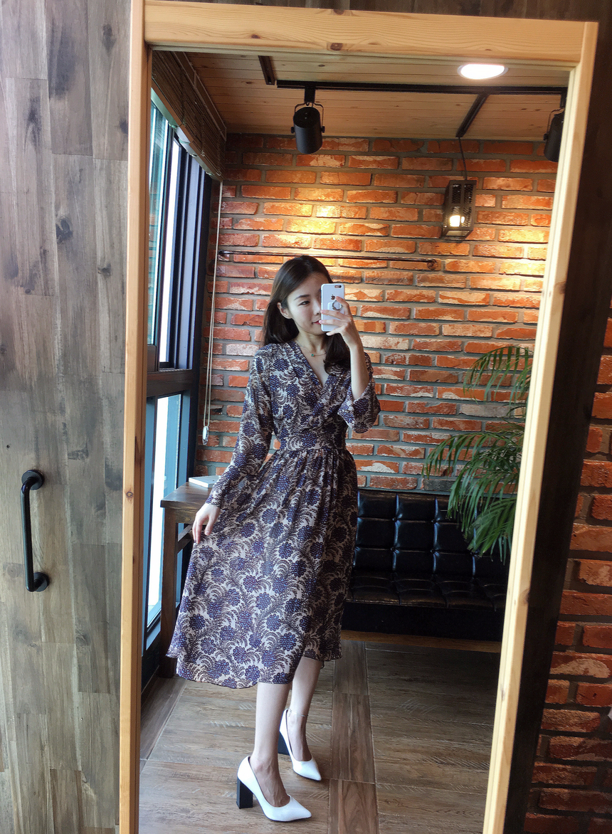 Goddess flower chiffon long dress autumn visitor w