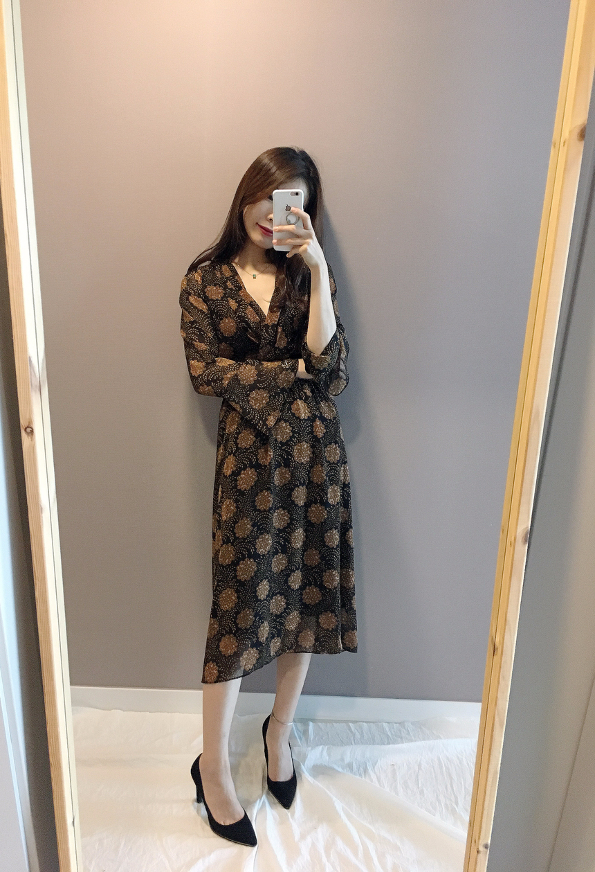 Goddess flower chiffon long dress autumn visitor w