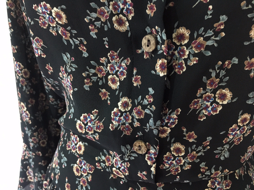 Square neck flower chiffon ruffle dress 7 part aut