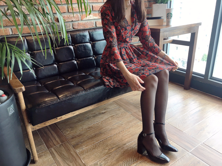 Flower Chiffon Wrap One Piece V-neck Fall Mini 3co