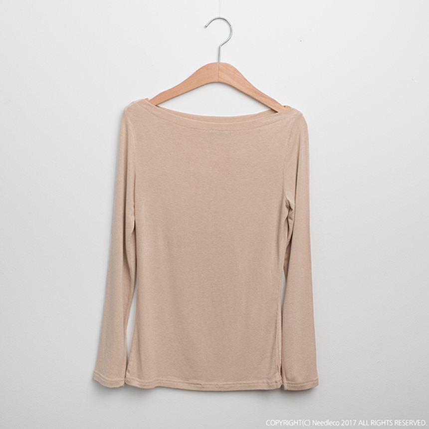 Basic Lips Neck Long Sleeves Polo 5 Color Boat Nec