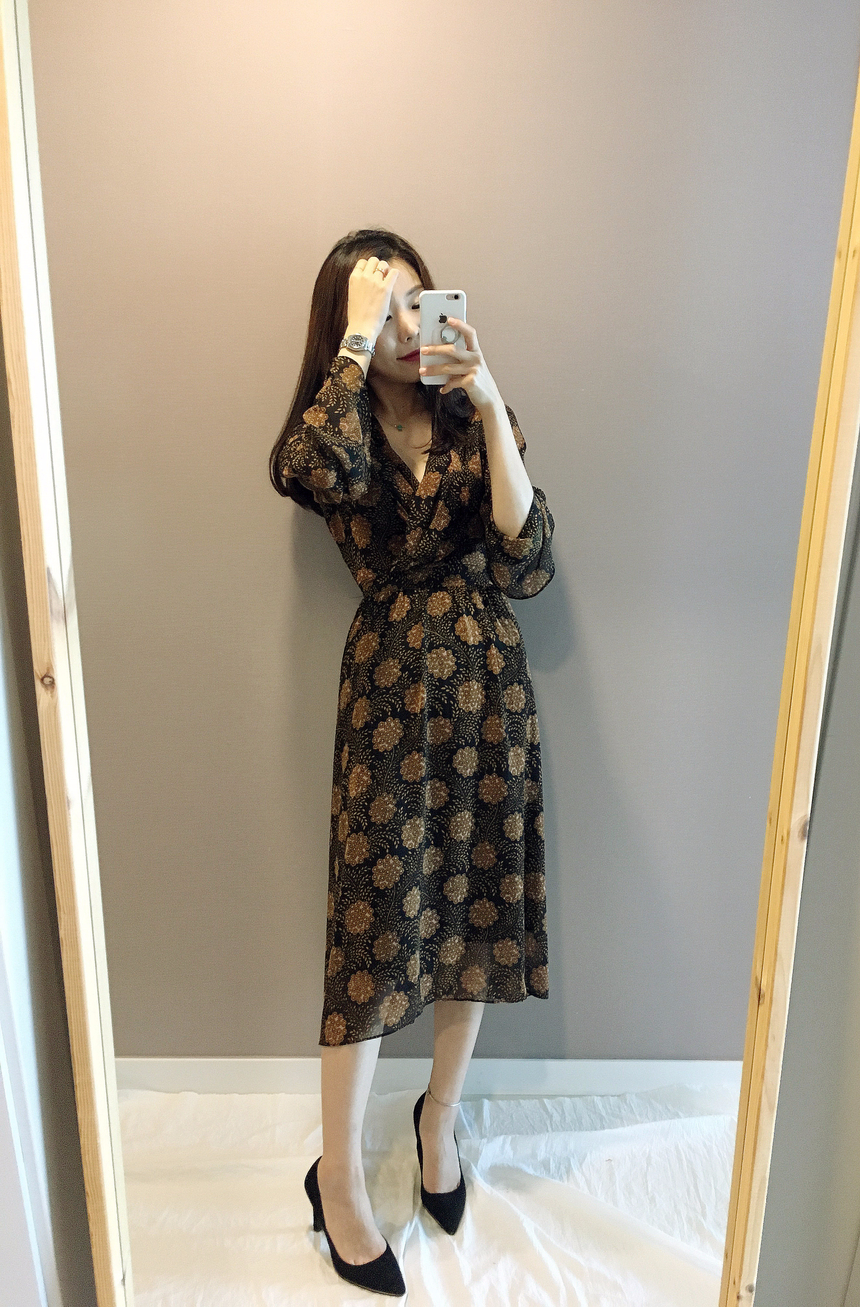 Goddess flower chiffon long dress autumn visitor w