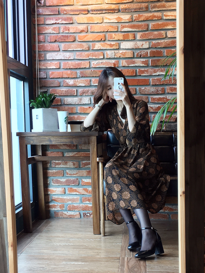 Goddess flower chiffon long dress autumn visitor w