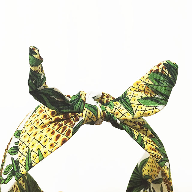 New Tropical Pineapple Ribbon Wire Bandana Pink Wh