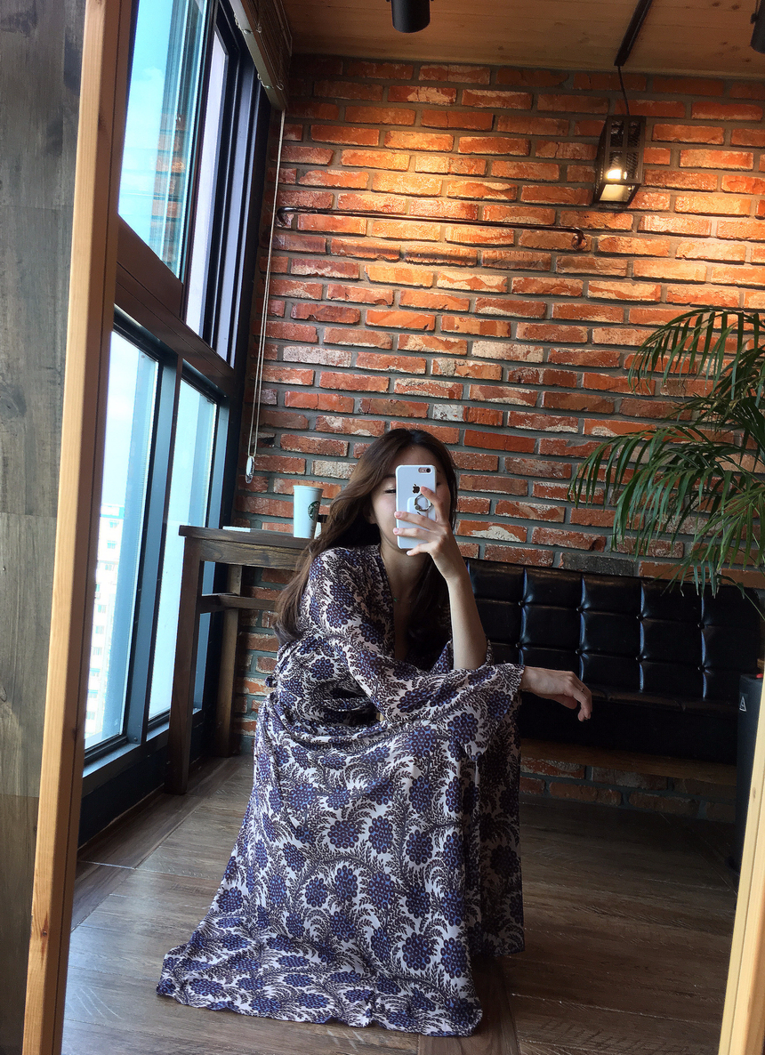 Goddess flower chiffon long dress autumn visitor w