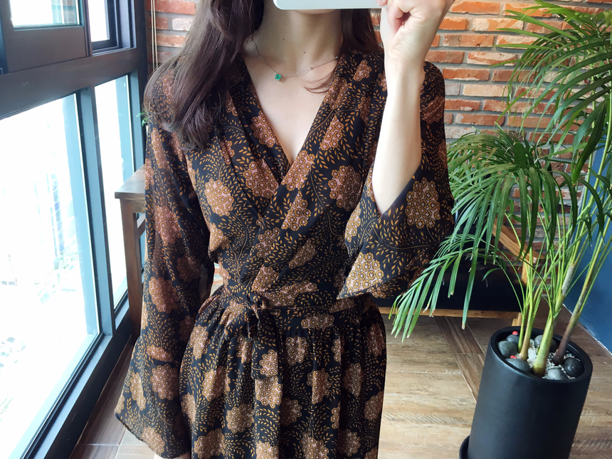 Goddess flower chiffon long dress autumn visitor w