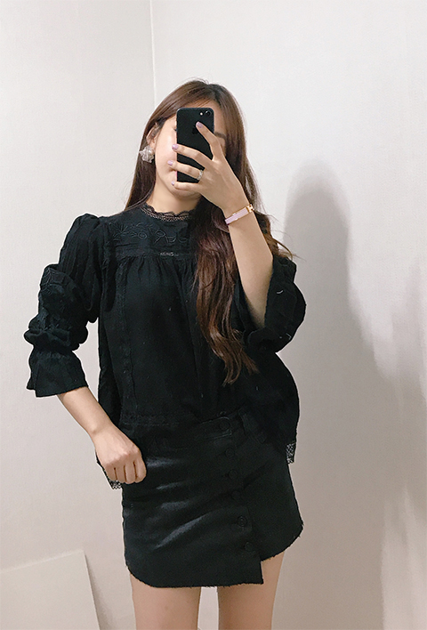 Luxury Embroidered Lace Blouse White Black Feminin