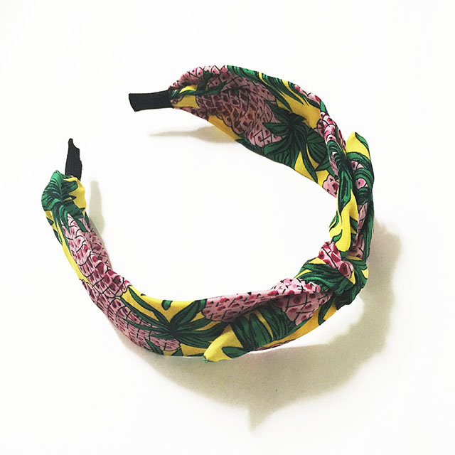 New Tropical Pineapple Ribbon Wire Bandana Pink Wh