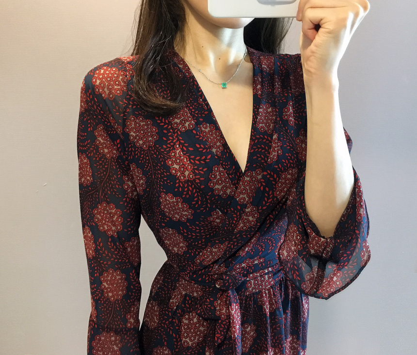 Goddess flower chiffon long dress autumn visitor w