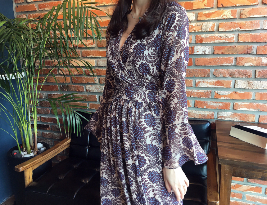 Goddess flower chiffon long dress autumn visitor w