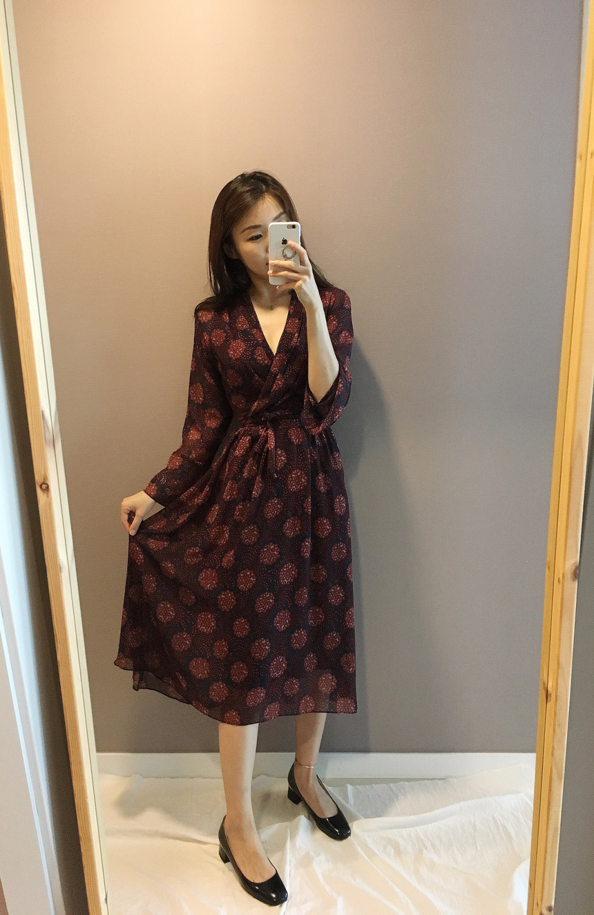 Goddess flower chiffon long dress autumn visitor w