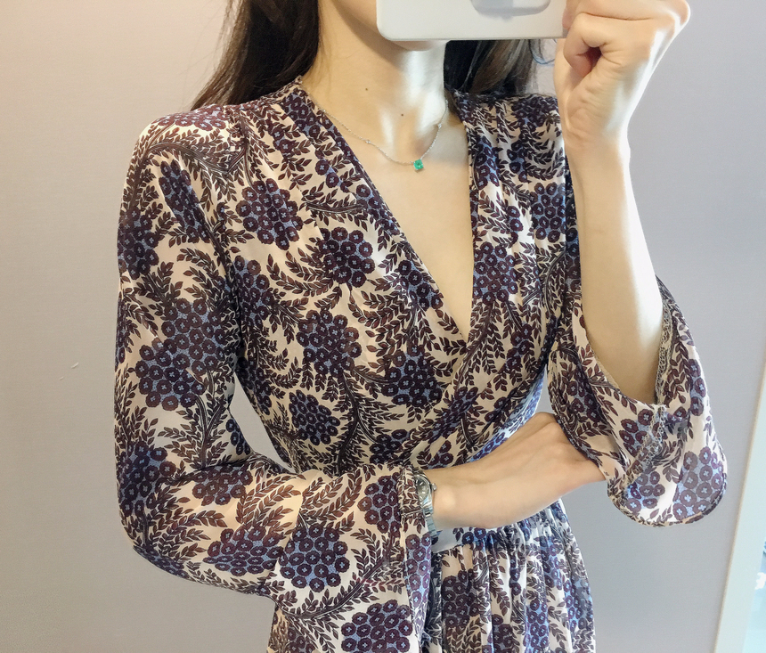 Goddess flower chiffon long dress autumn visitor w