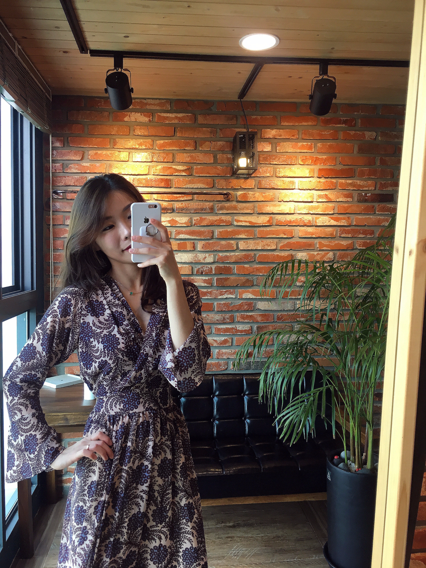 Goddess flower chiffon long dress autumn visitor w