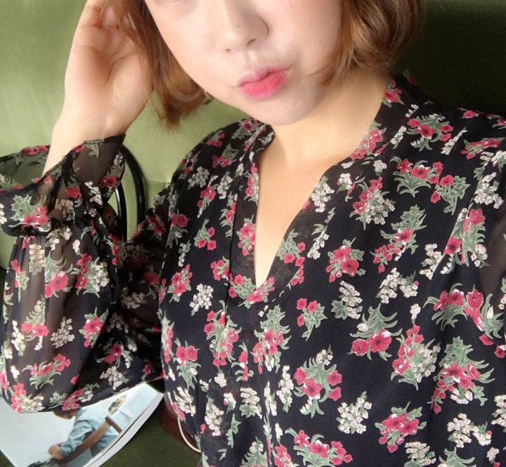 Autumn Flower Long Chiffon Dress Luxury Look Styli