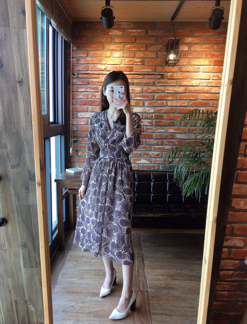 Goddess flower chiffon long dress autumn visitor w
